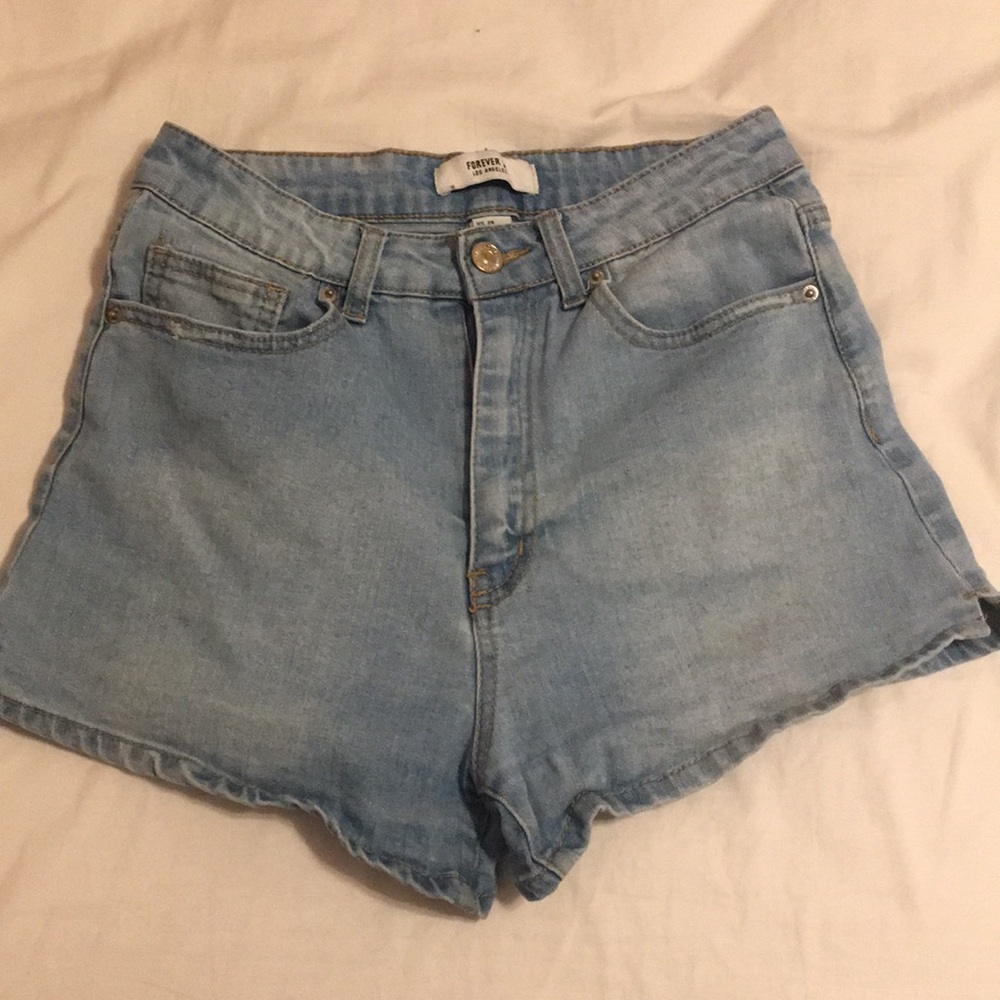 high rise denim shorts
